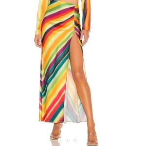 RONNY KOBO ANGIE SLIP SKIRT IN MULTI RAINBOW